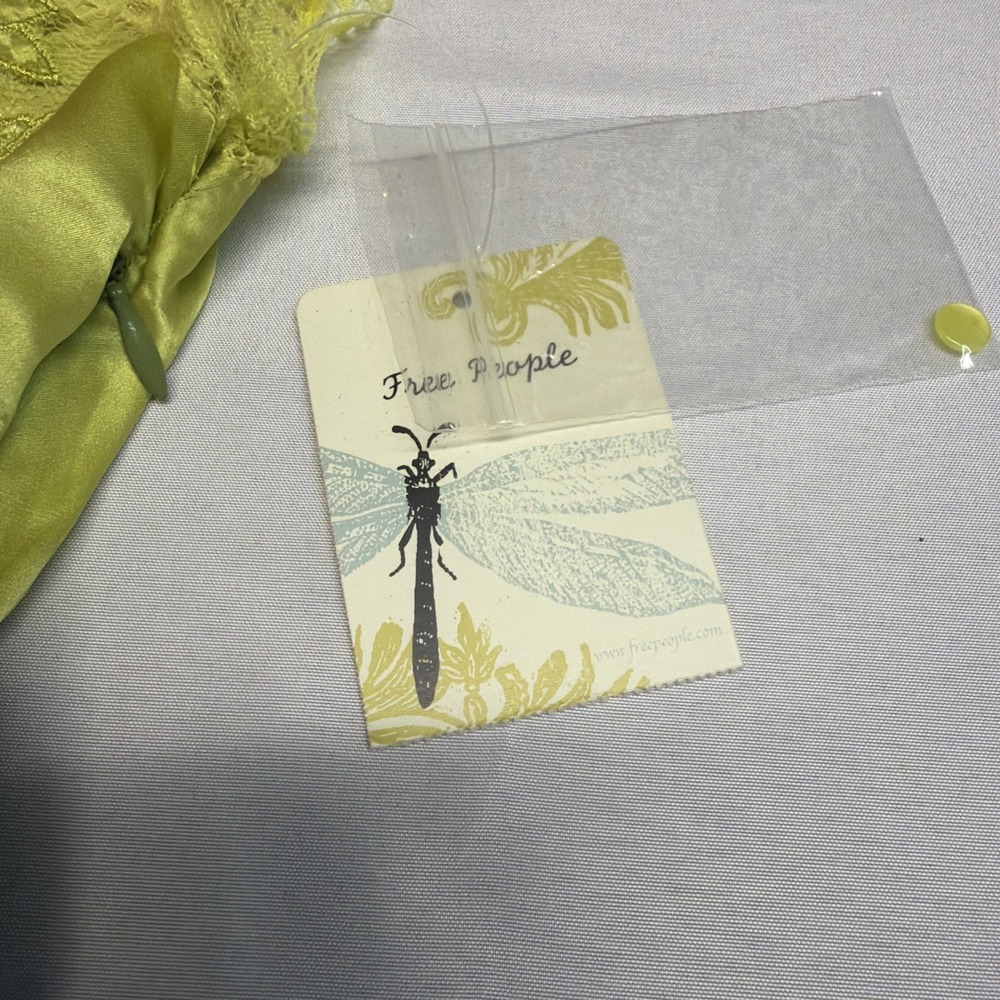 Free People Baby Doll Fairy Cottage Core Green Silk/Faux Suede Womens Size 2 - Picture 3 of 9